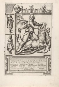 Reliéf s Mithrasem klečícím na býkovi a vrážejícím mu meč do ramene, vlevo tw..., 1564. od Unbekannt
