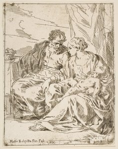 Odpočívej na útěku do Egypta, Marie drží malého Krista, zatímco sv. ..., ca. 1637-1639 nebo později. od Unbekannt
