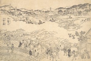Řeka Omue a most Oda, 1700. od Unbekannt