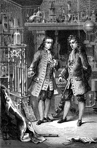 Robert Boyle, anglo-irský chemik a fyzik a Denis Papin, francouzský fyzik, 1870 od Unbekannt