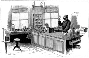 Robert Koch 1843-1910, německý bakteriolog a lékař ve své laboratoři od Unbekannt