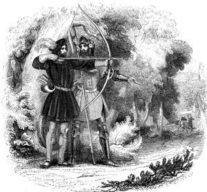 Robin Hood, legendární anglický lidový hrdina a psanec a bojovník za chudé, počátek 19. století od Unbekannt