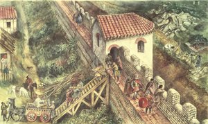 Římská bašta na městských hradbách, Londýn, 4. století od Unbekannt