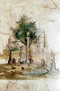 Římská nástěnná malba mýtické krajiny, Villa Agrippa Postumus, poblíž Pompejí, Itálie od Unbekannt