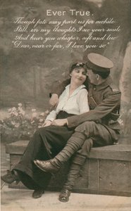 Romantická pohlednice s vojákem a jeho milou, c1914-18 od Unbekannt