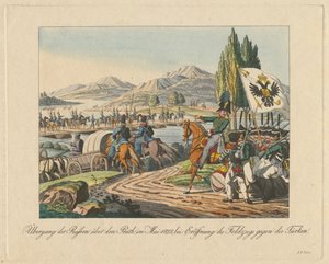 Ruská armáda překračuje řeku Pruth do Moldávie v květnu 1828, 1829 od Unbekannt