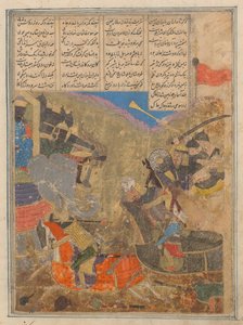Rustam bojuje se Sávou, Folio z knihy králů Shahnama, 15. století. od Unbekannt
