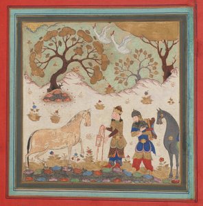 Rustam zachytí Rakhsh, Folio z Shahnama Book of Kings, polovina 15. století. od Unbekannt
