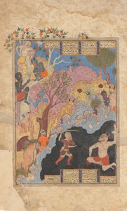 Rustam zabíjí White Div, Folio ze Shahnama Book of Kings, 1560-80. od Unbekannt