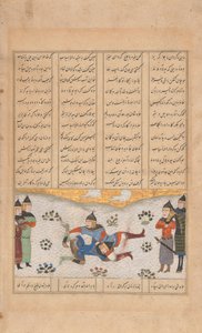 Rustam zápasí s Puladvandem, Folio od Shahnamy, 15. století. od Unbekannt