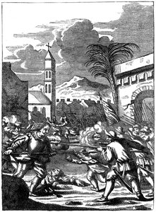 Sack of Puerto Principe, Hispaniola, od kapitána Morgana, 1667 c1880 od Unbekannt