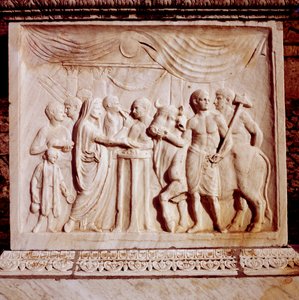 Obětování vola, Vespasiánův chrám, Pompeje, Itálie, 1. století od Unbekannt