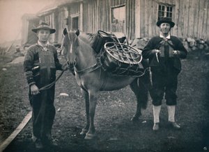 Saetersdalen Highlanders with Pack-Horse, 1914. od Unbekannt