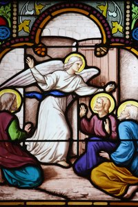 Katedrála Saint-Corentin (Saint Corentin), Quimper Angel Vitráže: zjevení Svatému Petrovi, Quimper, Francie od Unbekannt