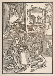 Saint Jerome Extrahování trnu ze lví nohy, Lyons 1508 copy.n.d. od Unbekannt