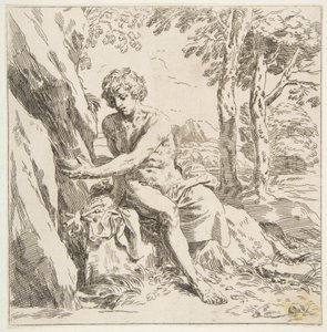 Svatý Jan Křtitel v poušti, obrácená kopie podle Cantariniho, ca. 1637-1639 nebo později. od Unbekannt