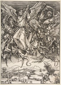 Saint Michael Fighting the Dragon, z Apokalypsy, 1498. od Unbekannt