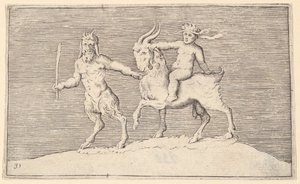 Satyr Vedoucí koza, na které jede nemluvně, vydaná ca. 1599-1622. od Unbekannt