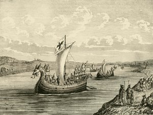 Scandinavian Vessels Ascending A River, 1890. od Unbekannt