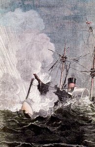 Scéna z Julese Vernese Ze Země na Měsíc, 1865 od Unbekannt