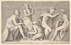 Scene of Sacrifice with Warrior Killing Ram and Four Other Figures, publikované ca. 1599-1622. od Unbekannt