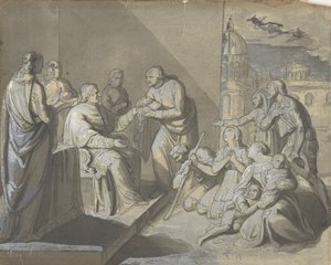 Scéna s představením relikvie svatého recto, hlava ženy verso, 1800-1900. od Unbekannt
