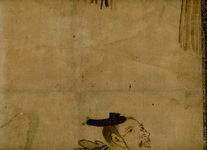 Scroll-mount obraz zobrazující tradiční japonský dvoučlenný komediální tým známý jako manzai od Unbekannt