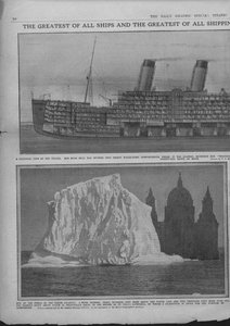 Průřezový diagram Titanicu a ledovce, 20. dubna 1912. od Unbekannt