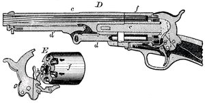 Pohled v řezu na revolver Colt, c1880 od Unbekannt