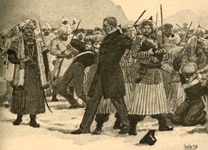 Zabavení sira Williama Macnaghtena Akbarem Khanem, Afghánistán, 1841 c1890. od Unbekannt
