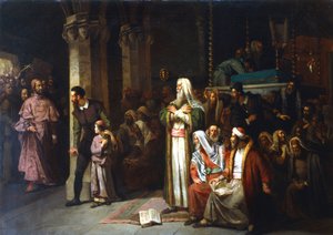 Bohoslužba v synagoze při čtení z Tóry, 1868 od Unbekannt