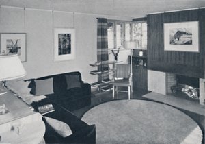 Sewall Smith. Obývací pokoj ve vlastním domě architektů v Niagara Falls, N.Y., v tyrkysové, korálové od Unbekannt