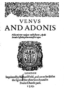 První vydané dílo Shakespeara – 1. vydání Venuše a Adonise, 1593, 1946 od Unbekannt