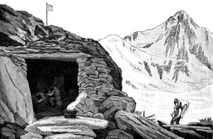 Přístřešek postavený glaciologem Louisem Agassizem, ledovec Aar, Švýcarsko, 1840 1885 od Unbekannt