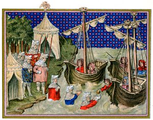 Lodě přivážející zásoby k anglickému hostiteli, kampaň Richarda II v Irsku, 1399, 1893 od Unbekannt