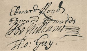 Podpis Edwarda Lloyda, 1692, 1928 od Unbekannt