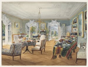 Obývací pokoj na venkovském statku, 1830-1840 od Unbekannt