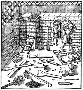 Tavení rud zlata, stříbra, mědi a olova, 1556 od Unbekannt