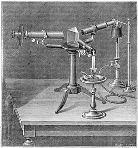 Spektroskopický přístroj používaný Robertem Wilhelmem Bunsenem a Gustavem Robertem Kirchhoffem, c1895 od Unbekannt