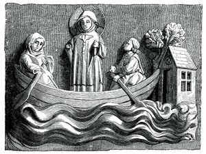 Svatý Julián a sv. Basilissa, jeho manželka, přenášející Krista na své lodi, 13. století 1870 od Unbekannt