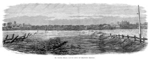 St Kilda Road, jižní strana Princes Bridge - Povodně v Melbourne, Austrálie, 1864 od Unbekannt