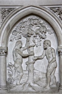 Katolický kostel svatého Martina, Villers sur Mer, Francie. Úleva. Adam a Eva od Unbekannt