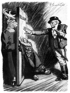 Ustupte!, John Bull pomáhá malé Belgii zabránit německému útočníkovi, první světová válka, 1914 od Unbekannt