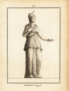 Socha římské bohyně moudrosti Minerve Ergane (Minerva Worker), s helmou a hadem od Unbekannt