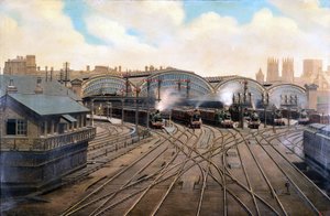 Parní lokomotivy na nádraží York, Yorkshire, c 1910 od Unbekannt