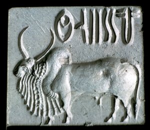 Steatitová pečeť s hrbatým býkem, údolí Indus, Mohenjo-Daro, 2500 - 2000 př.n.l. od Unbekannt