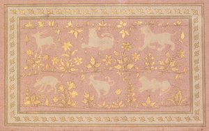 Stenciled Scenes of Lion and Gazelle, c. 1710. od Unbekannt