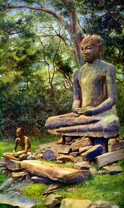 Kamenný Buddha, relikvie minulé slávy Anuradhapura, Ceylon, c1924 od Unbekannt