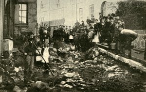 Straße in St. Ives nach einem Hochwasser, 1901 von Unbekannt