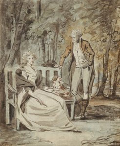 Studie pro portrét: Dáma a gentleman v parku, ca. 1780. od Unbekannt